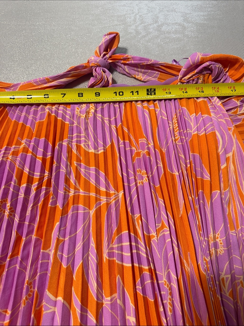 ASTR Blythe Pleated Dress Floral Maxi Dress in Purple and Orange - Picture 6 of 10